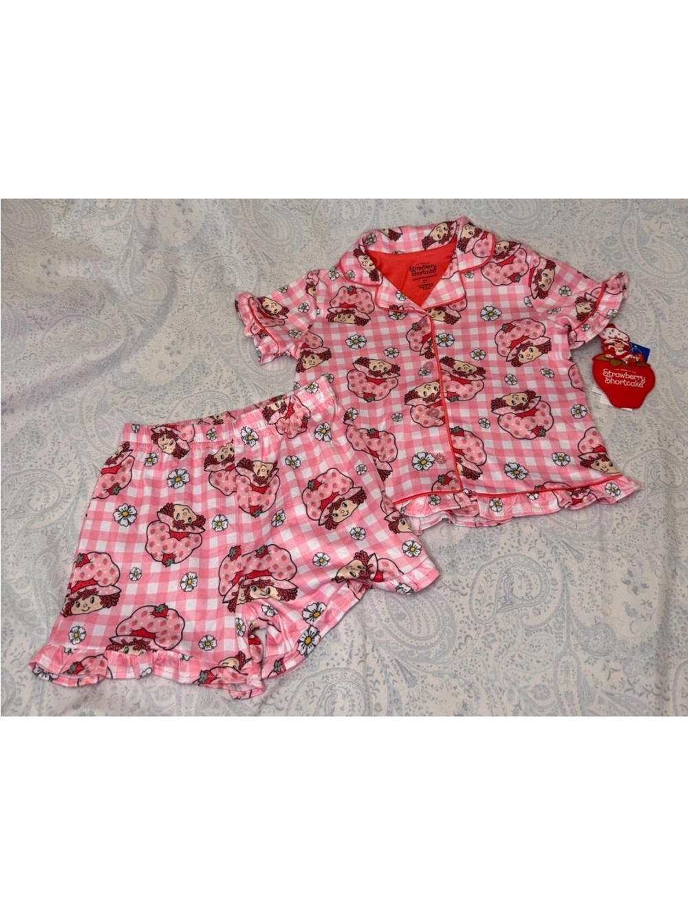 Strawberry Shortcake Pink Check Pajama Shorts Set